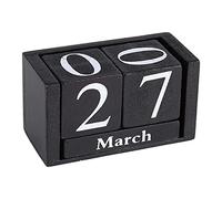 Raguso Calendario in Legno Vintage Desktop Blocco di Legno Mese Data Display Decorazione dell'ufficio a casa Accessori da scrivania di Compleanno e Festival per Bambini e
