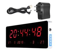Raguso Orologio a LED Regolazione Automatica dell'ora Orologio Digitale a LED con Display della Temperatura del Calendario Spina UE 110-240V(Settimana della Temperatura del Calendario)