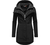 Ragwear - Cappotto da donna in Softshell, lungo, per la mezza stagione, con cappuccio, modello Ybela, taglie XS-6XL, Black22, XXL
