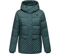 Ragwear, Giubbotto invernale da donna, calda giacca trapuntata impermeabile e antivento con motivo a quadri alla moda e cappuccio, stampa Wikesh, Print YOUMODO, taglie XS-6XL, Verde oceano, XL