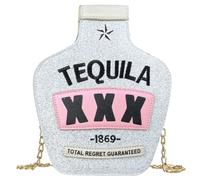 Rahada, borsa a tracolla da donna, con paillettes, a forma di bottiglia di tequila, elegante borsa a catena per ragazze, argento (Kl574p Sweatshirt - Bambini), Taglia unica