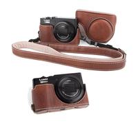 Raheem Custodia per fotocamera Panasonic Lumix DC-TZ99/ZS99, in pelle PU, con parte anteriore e tracolla rimovibile, aperture precise per treppiede e sostituzione della batteria, stile vintage