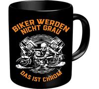 RAHMENLOS® Tazza per motociclisti più anziani con scritta in tedesco Biker werden nicht grau, das ist Chrom in confezione regalo.