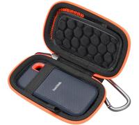 RAIACE Custodia rigida compatibile con SanDisk 250GB / 500GB / 1TB / 2TB Extreme Portable SSD, borsa per il trasporto con cerniera arancione - Nero (Fodera Nera)