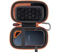 RAIACE Custodia rigida compatibile con SanDisk Extreme PRO 1TB / 2TB / 250GB / 500GB Extreme Portable SSD, borsa di trasporto con cerniera arancione.-Nero (Fodera Nera)