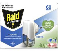 RAID ESSENTIALS LIQUIDO BASE COMPLETO INODORE 60 NOTTI CONTRO ZANZARE TIGRE 36ML
