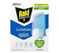Raid Essentials - Trappola luminosa a LED per mosche, mosche e tarme, protezione 24/7, senza insetticidi, adatta alla famiglia, inodore e senza residui, per interni, 1 trappola luminosa e 1 ricarica