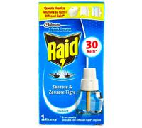 3 Conf. Raid Ricarica Liquida per Diffusore Insetticida Inodore Zanzare Tigre
