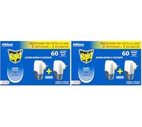 Raid Liquido Elettrico Antizanzare Comuni e Tigre, Inodore, Formato Convenienza, Confezione da 4 Diffusori e 2 Ricariche, 60 Notti