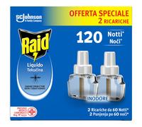 Raid Liquido Elettrico Antizanzare Doppia Ricarica, Inodore 2 x 36ml, 120 Notti