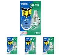 Raid Liquido Elettrico Ricarica, Antizanzare Tigre e Comuni, Confezione da 4 Ric