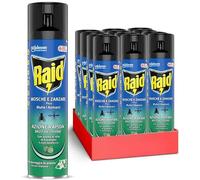 Raid Mosche e Zanzare, Spray Insetticida, Antizanzare e Antimosche, Azione Rapida, Fragranza Eucalipto 12 x 400 ml