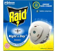 Raid Night Day Antizanzare Elettrico Diffusore Inodore + 1 Ricarica 120h