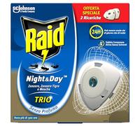 Raid Night & Day Trio Antizanzare con Sabbia Compressa, Confezione da 2 Ricariche