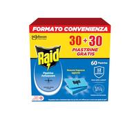 Raid Piastrine Antizanzare, 60 Piastrine Inodore per Zanzare Comuni e Tigre, Fino a 12 Ore di Protezione, Compatibili con Diffusori Raid (1)