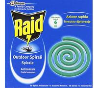 6 PZ RAID SPIRALE ANTIZANZARE DA 10 SPIRALI ZAMPIRONI INSETICCIDA PER ESTERNI