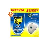 2 Confezioni Raid Night & Day Senza Profumo Ricarica per Zanzare e Mosche