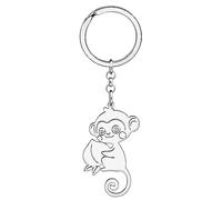 RAIDIN 18k oro argento Acciaio inox carino animale scimmia portachiavi vita selvaggia gioielli regali per le donne ragazze auto borsa chiavi accessorio (Argento-203)