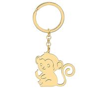 RAIDIN 18k oro argento Acciaio inox carino animale scimmia portachiavi vita selvaggia gioielli regali per le donne ragazze auto borsa chiavi accessorio (Oro-201)