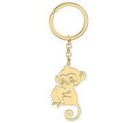 RAIDIN 18k oro argento Acciaio inox carino animale scimmia portachiavi vita selvaggia gioielli regali per le donne ragazze auto borsa chiavi accessorio (Oro-203)