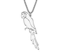 RAIDIN 18K oro argento placcato acciaio inox Uccello ciondolo collana pappagallo per le donne ragazze carino Scarlet Macaw semplice gioielli regali per gli amanti pappagallo Charms (Argento-188)