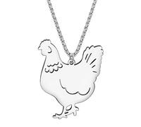 RAIDIN Acciaio inossidabile 18 carati placcato oro argento dolce gallina gallo collana per donne ragazze bambini fattoria animale pollo ciondolo gioielli regali per gli amanti degli animali, Acciaio