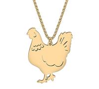 RAIDIN Acciaio inossidabile 18 carati placcato oro argento dolce gallina gallo collana per donne ragazze bambini fattoria animale pollo ciondolo gioielli regali per gli amanti degli animali, Acciaio