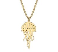 RAIDIN Acciaio inossidabile placcato oro 18 carati Ciondolo collana carino vita marina medusa per le donne ragazze Animali dell'oceano Regali semplici di gioielli per le feste (Oro-160)