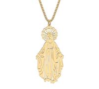 RAIDIN Acciaio inossidabile placcato oro 18K Collana ciondolo Vergine Maria Gioielli Regali per le donne Ragazze Guadalupe Charms (Oro-185)
