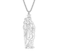 RAIDIN Acciaio inossidabile placcato oro 18K Collana ciondolo Vergine Maria Gioielli Regali per le donne Ragazze Guadalupe Charms (Argento-190)