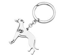 RAIDIN Acciaio inox 18 carati placcato oro argento carino cane portachiavi per le donne ragazze regali per auto borsa chiavi amanti dei cani (WHIPPET-152SL)