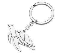 RAIDIN Acciaio inox carino oceano animale cavalluccio marino granchio tartaruga portachiavi gioielli per donne ragazze regali auto chiavi borsa accessori (Tartaruga argentata)