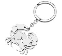 RAIDIN Acciaio inox carino oceano animale cavalluccio marino granchio tartaruga portachiavi gioielli per donne ragazze regali auto chiavi borsa accessori (Granchio d'argento)
