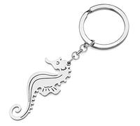 RAIDIN Acciaio inox carino oceano animale cavalluccio marino granchio tartaruga portachiavi gioielli per donne ragazze regali auto chiavi borsa accessori (Ippocampo d'argento)