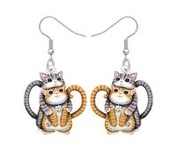 RAIDIN Acrilico Carino Gatto Soriano Orecchini Pendenti per Donne Ragazze Mamma Divertente Gatto Animali Regali Gioielli Leggeri per gli Amanti dei Gatti Charms (Giallo)