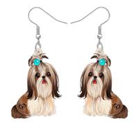 RAIDIN Acrilico Carino Shih Tzu Cane pendenti Orecchini a goccia per le donne Ragazze Dolce Cucciolo Animali Gancio Orecchini Gioielli Regali per gli amanti dei cani Charms (Blu)