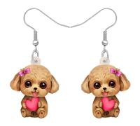 RAIDIN Acrilico Creativo San Valentino Orecchini Pendenti Regali per Donne Ragazze Bambini Carino Cane Ipoallergenico Gioielli per Animali Amanti Decorazioni (Barboncini)