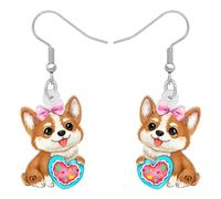 RAIDIN Acrilico Creativo San Valentino Orecchini Pendenti Regali per Donne Ragazze Bambini Carino Cane Ipoallergenico Gioielli per Animali Amanti Decorazioni (Corgi)