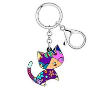 RAIDIN Acrilico Fascino gatto carino per donne ragazze gattino portachiavi per auto borsa chiavi animali amanti regali accessori (Erica)