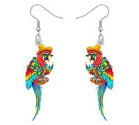 RAIDIN Acrilico Uccello Pappagallo Orecchini per donne Ragazze Scarlet Macaw ipoallergenico Gancio pendenti Goccia Orecchini Pappagallo Gioielli Regali per Party Decorazioni (Multi)
