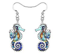 RAIDIN Carino smalto lega creativa oceano animali meduse orecchini a pendenti per le donne ragazze vita di mare gioielli regali per il partito di compleanno Charms (Ippocampo B)
