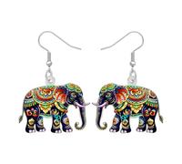 RAIDIN Orecchini pendenti a forma di elefante, in acrilico, stile bohémien, idea regalo per donne, motivo floreale bohémien mandala, per amanti degli animali della giungla, gioielli, Medio, Acrilico