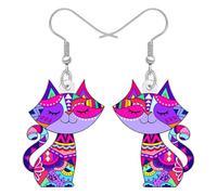 RAIDIN Orecchini pendenti a forma di gatto in acrilico, idea regalo per gli amanti dei gatti, divertenti animali domestici, design geometrico, gioielli unici per donne, donne, mamma, accessori, Medium