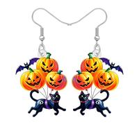 RAIDIN Orecchini pendenti in acrilico carino a forma di zucca di gatto nero, regalo strano per gli amanti dei gatti, donne, spettrale Jack-O-Lantern, accessori per costumi di Halloween, Medio
