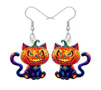 RAIDIN Orecchini pendenti in acrilico carino a forma di zucca di gatto nero, regalo strano per gli amanti dei gatti, donne, spettrale Jack-O-Lantern, accessori per costumi di Halloween, Medio