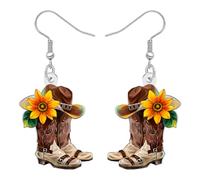 RAIDIN Orecchini pendenti in acrilico divertenti da cowboy cowgirl cappello regali occidentali per donne mamma gioielli unici regali equestri per gli amanti della musica country rodeo, Medium