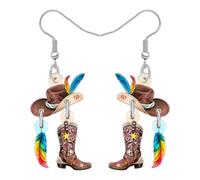 RAIDIN Orecchini pendenti in acrilico divertenti da cowboy cowgirl cappello regali occidentali per donne mamma gioielli unici regali equestri per gli amanti della musica country rodeo, Medium