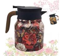 Raidley Vintage Floral Pattern Tea Thermos,Doresty Thermos Tea Pot,raidley Vintage Floral Pattern Tea with Infuser,Mini-Hot Stainless Steel Floral Pattern Tea Ther-mos Lid for Hot Drinks (1000ml)