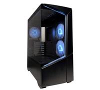 RAIDMAX i812 - Custodia per PC da gioco panoramica, innovativa vetrina in vetro temperato con pannello frontale a strisce LED ARGB, 3 ventole ARGB da 120 mm preinstallate, supporta AIO da 360 mm e GPU