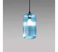RAIKA V/G - VETRO SOFFIATO BLU-TRASPARENTE CON DECORAZIONE COSTE VERTICALI D.15,3CM